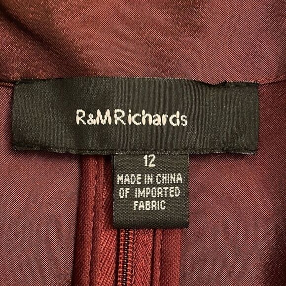 R&M Richards Maroon Red Cocktail Jacket Top Womens Size 12 Rhinestones NEW - Picture 2 of 12